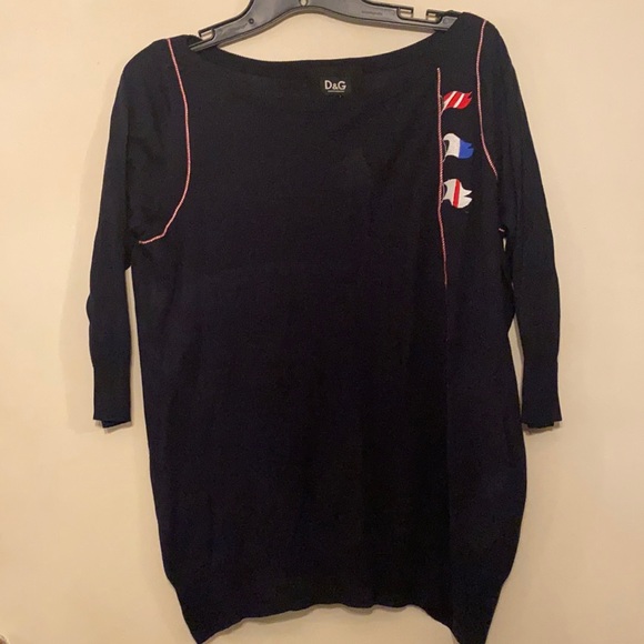 D&G by Dolce&Gabbana nautical navy sweater Sz. XL - Picture 1 of 12